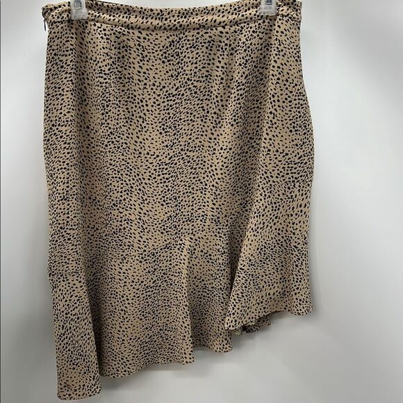 Halston Tan and Black Asymmetrical Midi Skirt - Picture 3 of 5